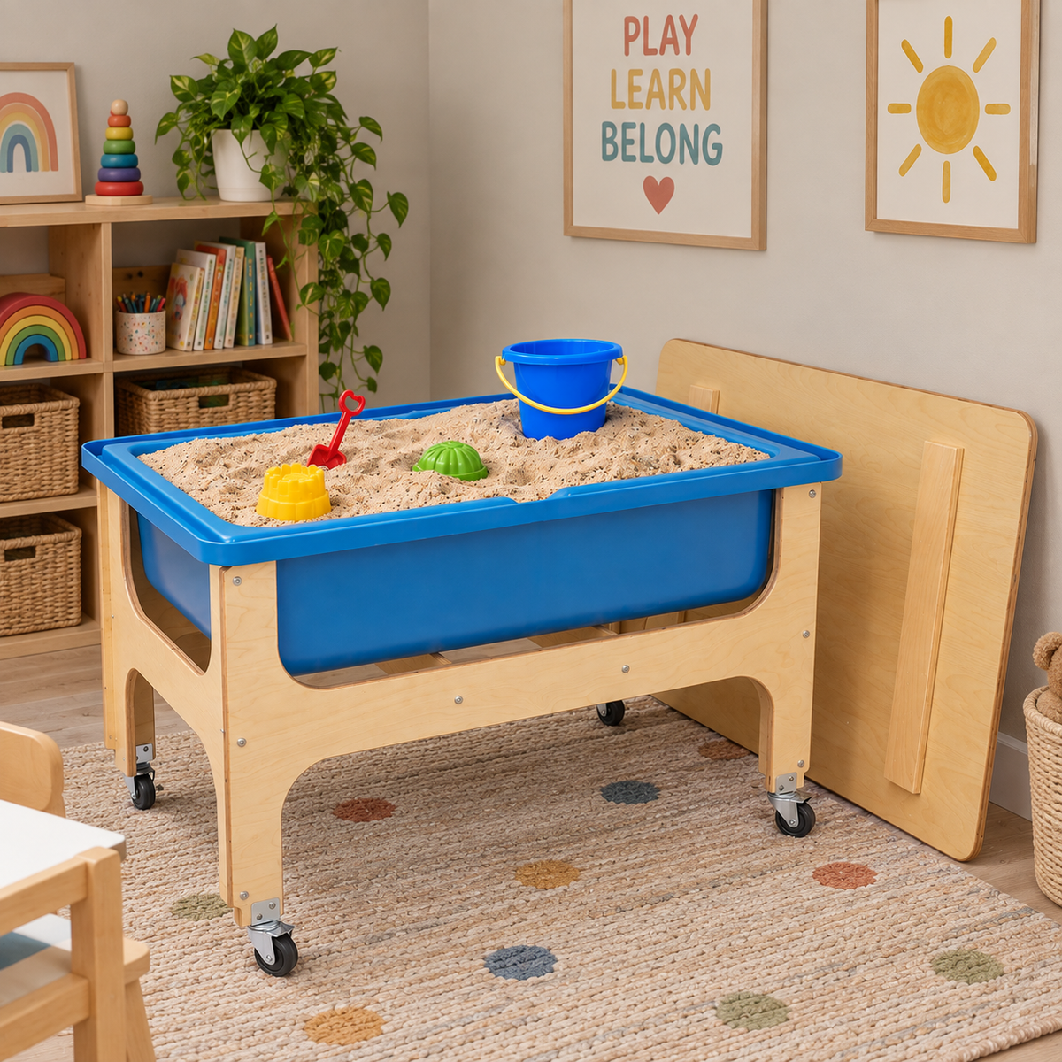 Sand & Water Sensory Table With Lid – Birch Plywood, 9" Deep Tub