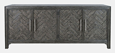 Urban Mid-Century Chevron Four-Door 79" Accent Cabinet