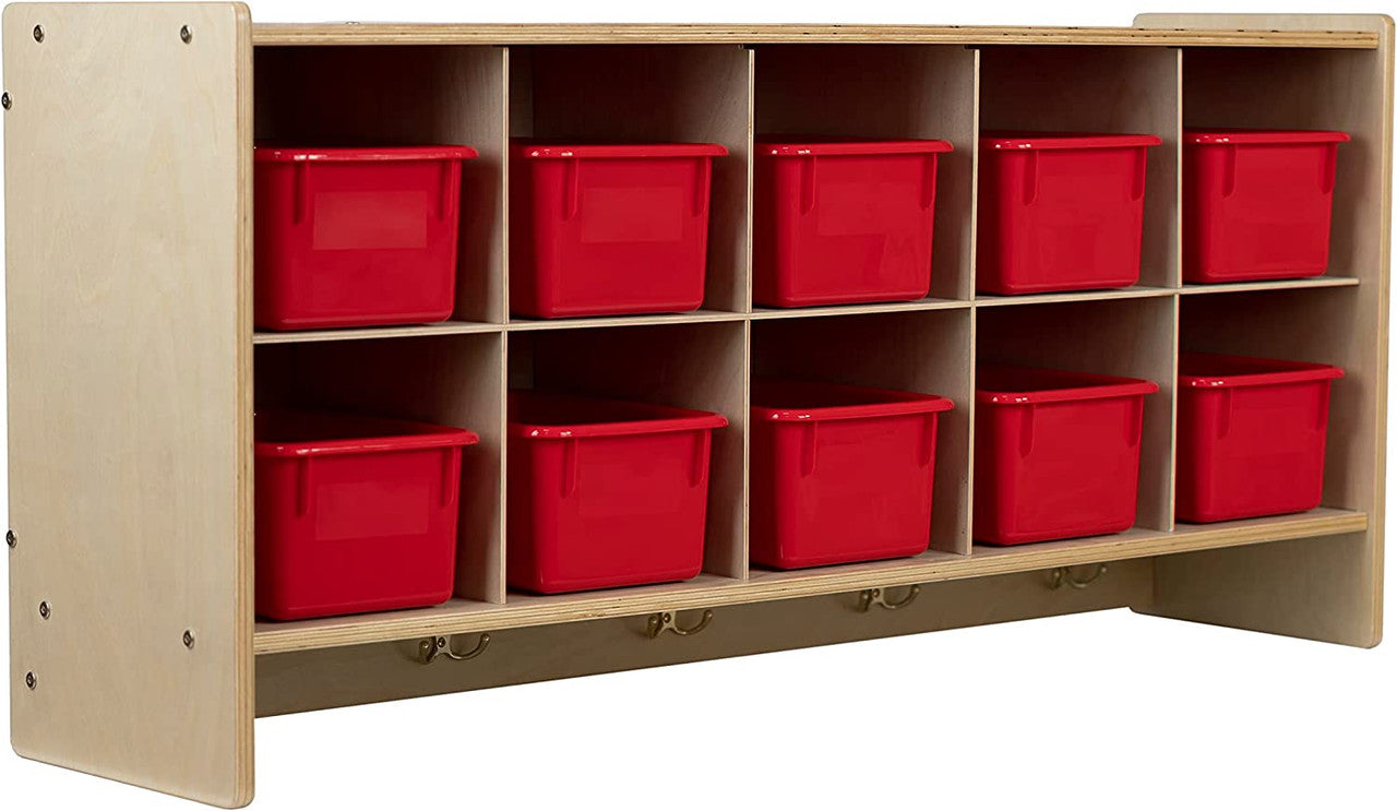 RRI Goods 10-Section Wall Mount Classroom Storage Cubby Organizer