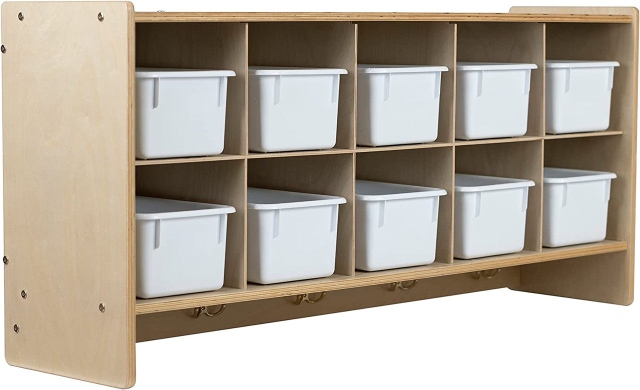 RRI Goods 10-Section Wall Mount Classroom Storage Cubby Organizer