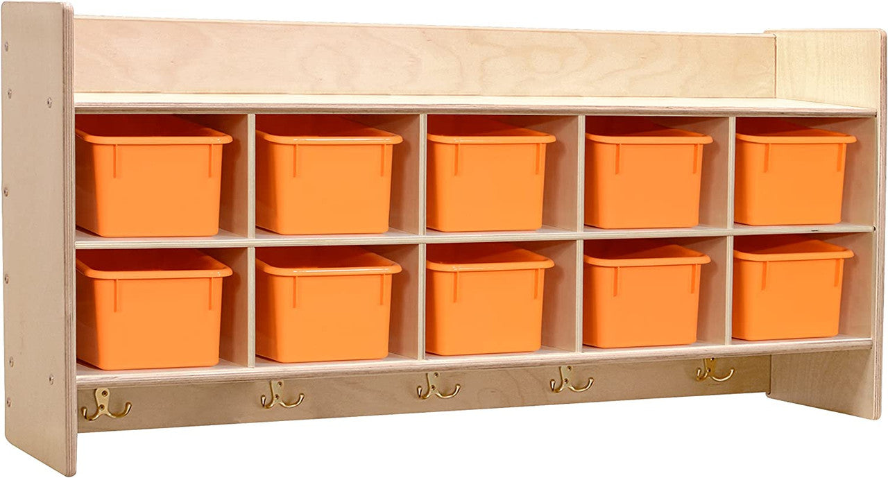 RRI Goods 10-Section Wall Mount Classroom Storage Cubby Organizer