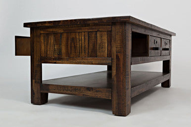 Narrow Gorge Distressed Industrial Three Drawer 48" Coffee Table