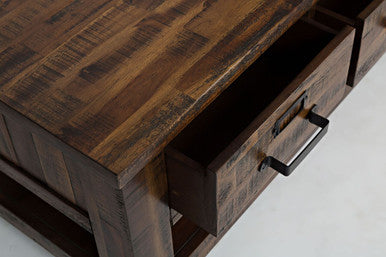 Narrow Gorge Distressed Industrial Three Drawer 48" Coffee Table