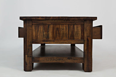 Narrow Gorge Distressed Industrial Three Drawer 48" Coffee Table