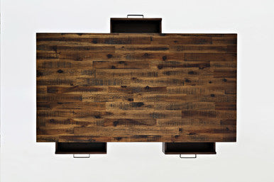 Narrow Gorge Distressed Industrial Three Drawer 48" Coffee Table