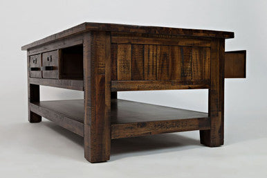 Narrow Gorge Distressed Industrial Three Drawer 48" Coffee Table