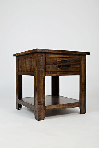 Narrow Gorge Distressed Industrial End Table