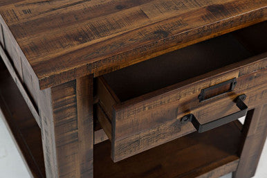 Narrow Gorge Distressed Industrial End Table