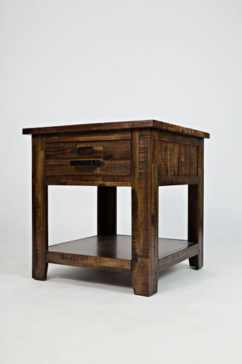 Narrow Gorge Distressed Industrial End Table