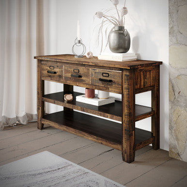 Distressed Industrial Style with Storage 50" Sofa Console Table