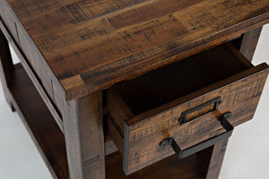 Narrow Gorge Distressed Industrial One Drawer Chairside Table