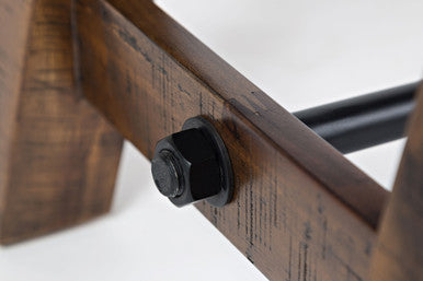 Narrow Gorge Industrial 56" Wood Bench with Upholstered Seat