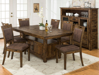 Narrow Gorge 7 Piece Rustic Industrial Brown 72" Dining Set