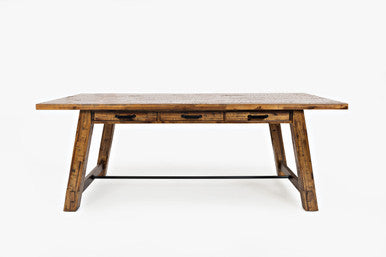 Narrow Gorge Distressed Industrial 82" Trestle Dining Table