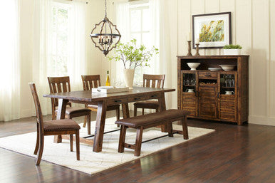 Narrow Gorge Rustic 6 Piece Industrial Brown 82" Dining Set