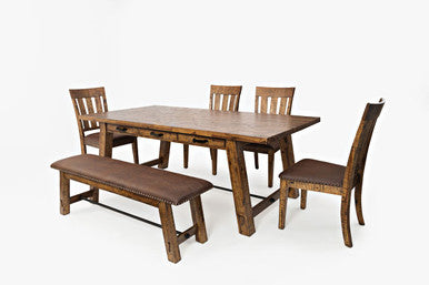Narrow Gorge Rustic 6 Piece Industrial Brown 82" Dining Set