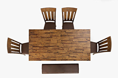 Narrow Gorge Rustic 6 Piece Industrial Brown 82" Dining Set