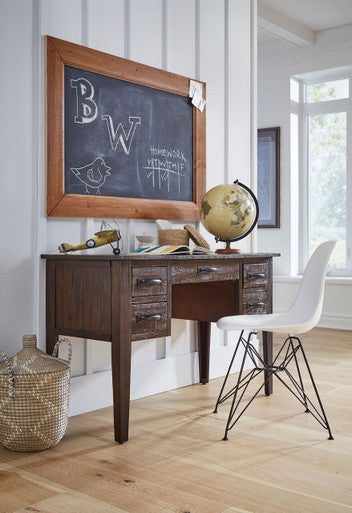 Ridge Rustic Distressed Acacia Desk with Charging Station