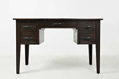 Ridge Rustic Distressed Acacia Desk with Charging Station