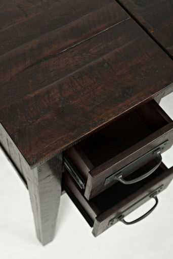 Ridge Rustic Distressed Acacia Desk with Charging Station