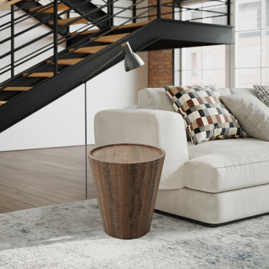 Riddle Modern Distressed Solid Acacia End Table