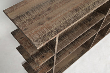 Riddle Modern Distressed Solid Acacia Open Bookcase