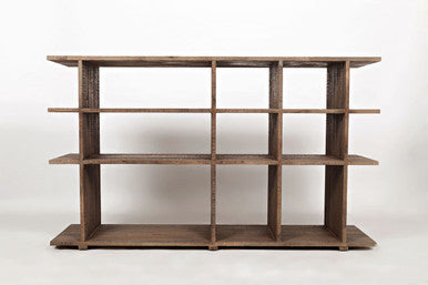 Riddle Modern Distressed Solid Acacia Open Bookcase