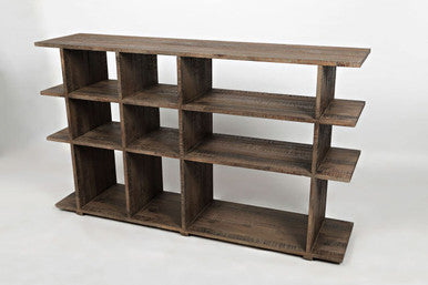 Riddle Modern Distressed Solid Acacia Open Bookcase