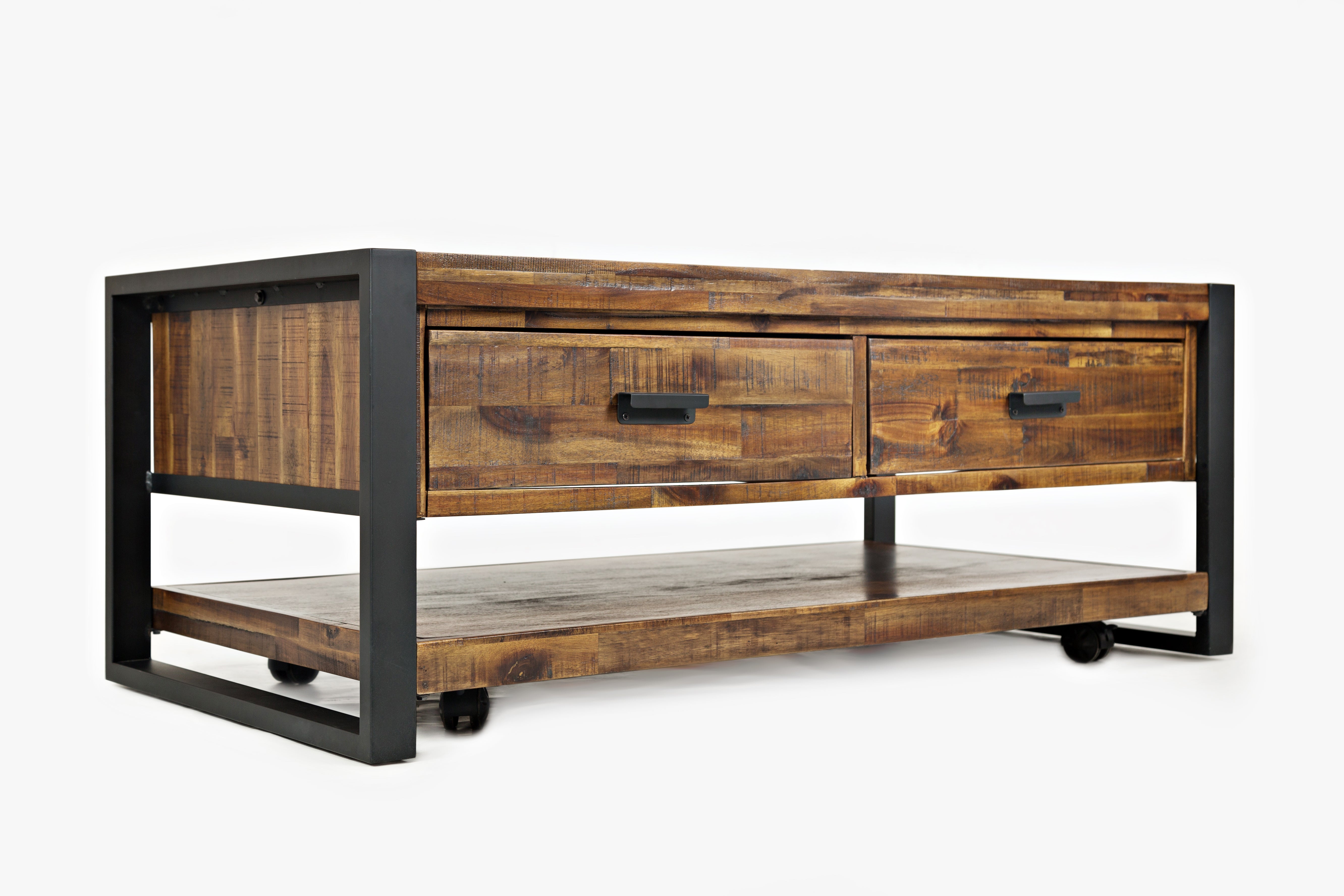 48" Industrial Acacia Wood Coffee Table