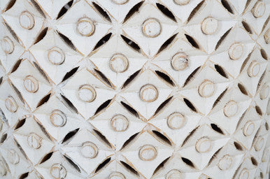 Decker Small Antique White Hand-Carved Mango Wood Drum Table
