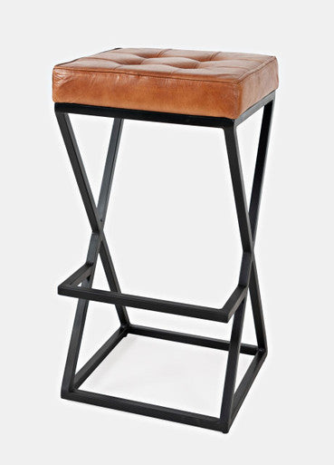 Universal Distressed Modern Leather Backless Stool