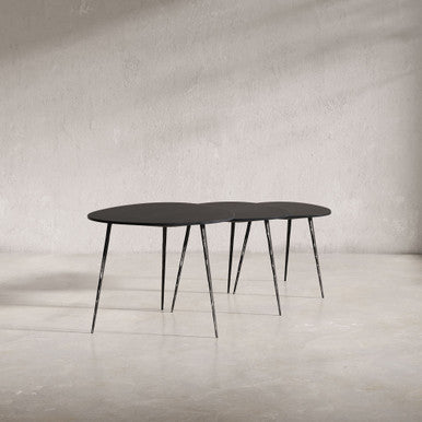 Contemporary Solid Acacia Wood Nesting End Tables (Set of 3)