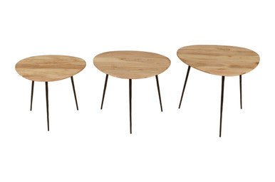 Reeves Abstract Solid Wood Nesting End Tables (Set of 3)