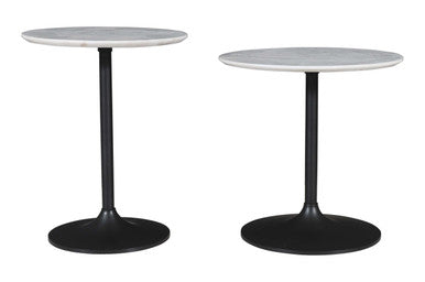 Solid Marble and Iron Modern Accent Tables (Set of 2)