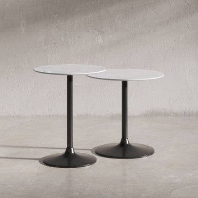 Solid Marble and Iron Modern Accent Tables (Set of 2)