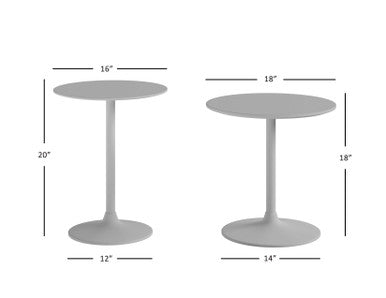 Solid Wood and Iron Modern Pedestal Accent Tables (Set of 2)