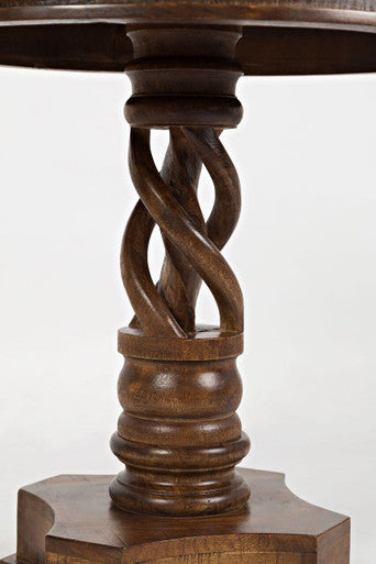 World Vault Hand Carved Solid Mango Wood Pedestal Table