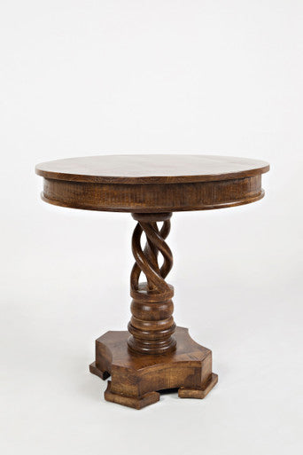World Vault Hand Carved Solid Mango Wood Pedestal Table