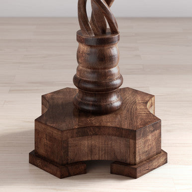 World Vault Hand Carved Solid Mango Wood Pedestal Table