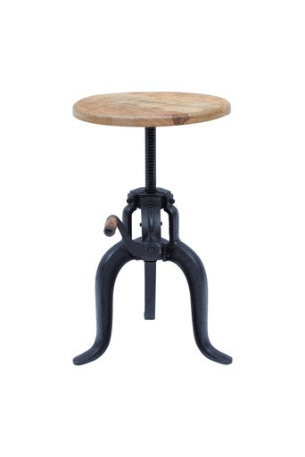 World Vault Industrial Solid Wood and Iron Crank Table
