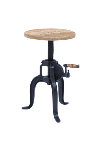 World Vault Industrial Solid Wood and Iron Crank Table
