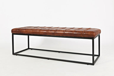 Brooks Distressed Genuine Leather Ottoman Stool