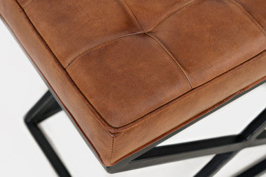 Brooks Distressed Genuine Leather Ottoman Stool