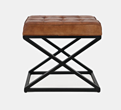 Brooks Distressed Genuine Leather Ottoman Stool