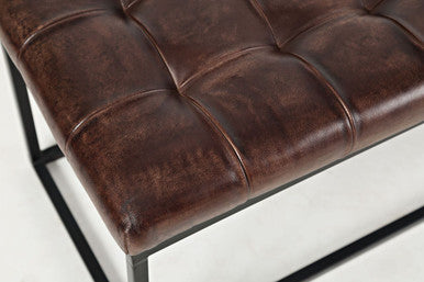 Brooks Distressed Genuine Leather Ottoman Stool