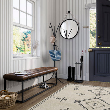 Brooks Distressed Genuine Leather Ottoman Stool