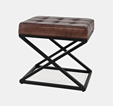Brooks Distressed Genuine Leather Ottoman Stool