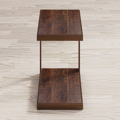 World Vault Distressed Acacia and Stainless Steel "C" Side Accent Table