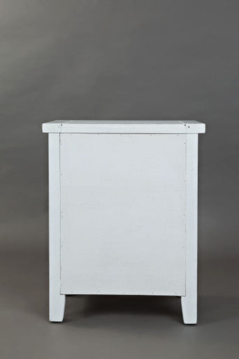 Artisan's Fusion Rustic Solid Wood Accent Table, Distressed Weathered White