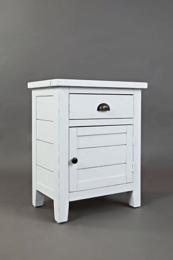 Artisan's Fusion Rustic Solid Wood Accent Table, Distressed Weathered White